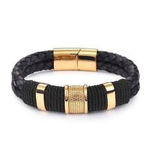 Load image into Gallery viewer, Black/Gold Magnetic Wristband