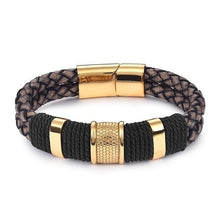 Load image into Gallery viewer, Black/Gold Magnetic Wristband