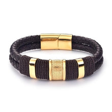 Load image into Gallery viewer, Black/Gold Magnetic Wristband