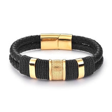 Load image into Gallery viewer, Black/Gold Magnetic Wristband